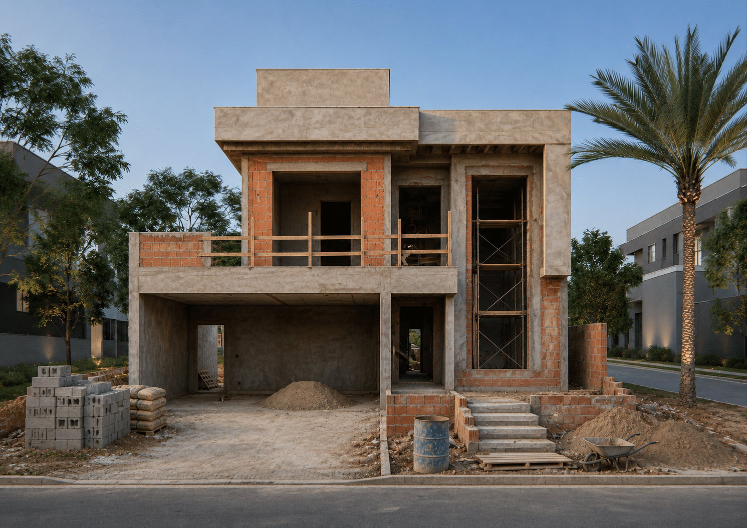 Gerenciamento de obra residencial em Piracicaba durante a fase de construção