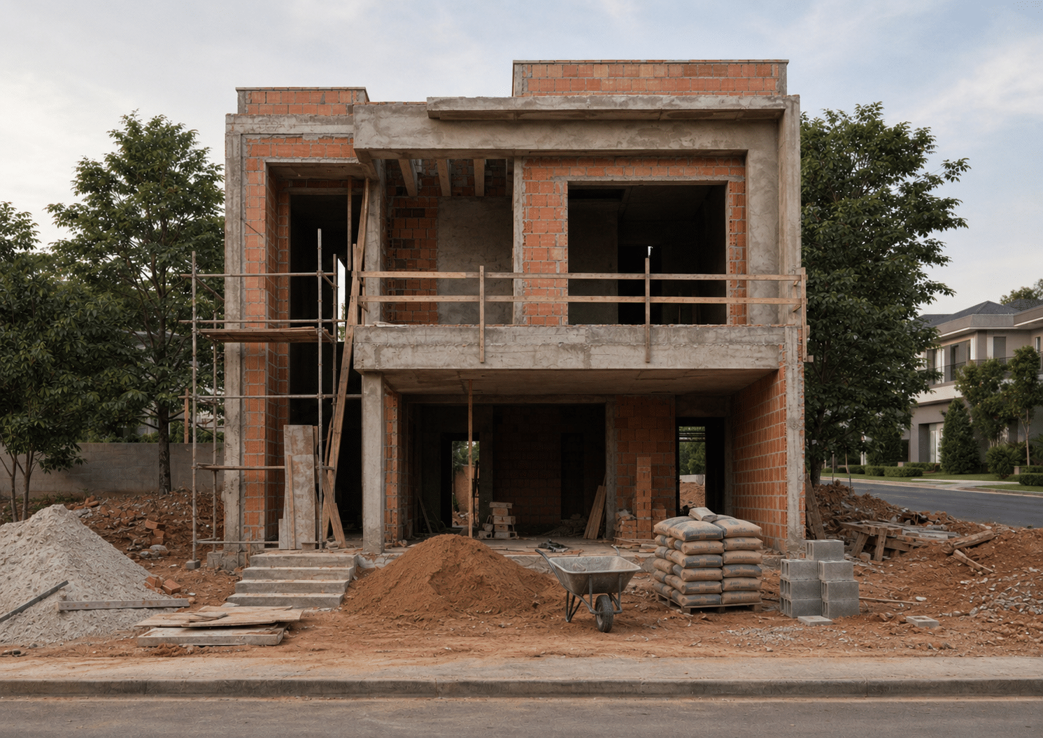 Gerenciamento de obra residencial em Piracicaba durante a fase de construção