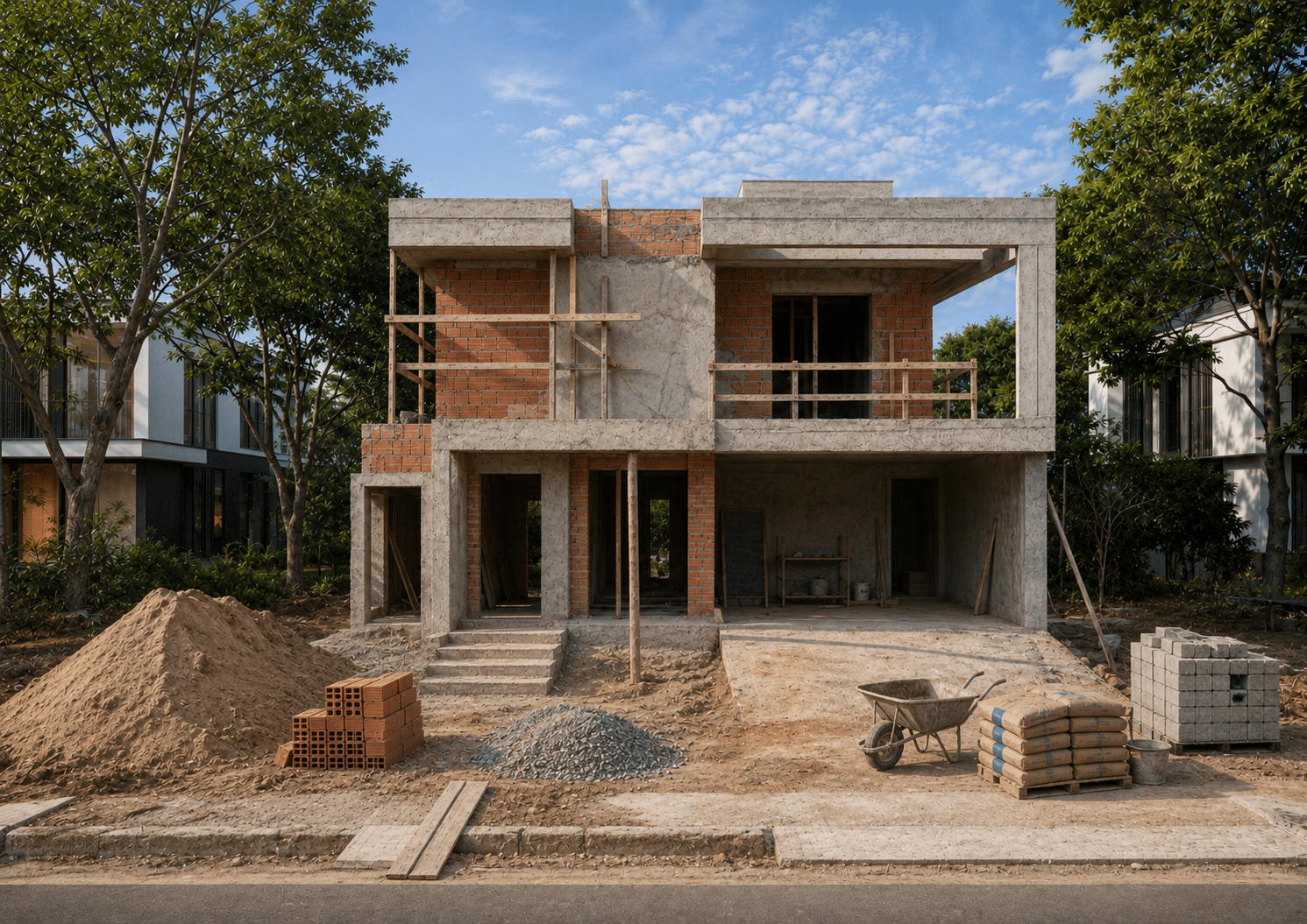 Gerenciamento de obra residencial em Piracicaba durante a fase de construção