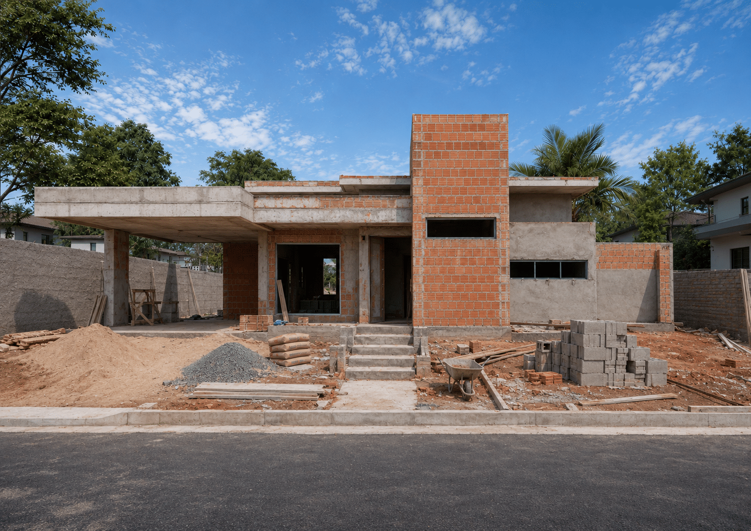 Gerenciamento de obra residencial em Piracicaba durante a fase de construção