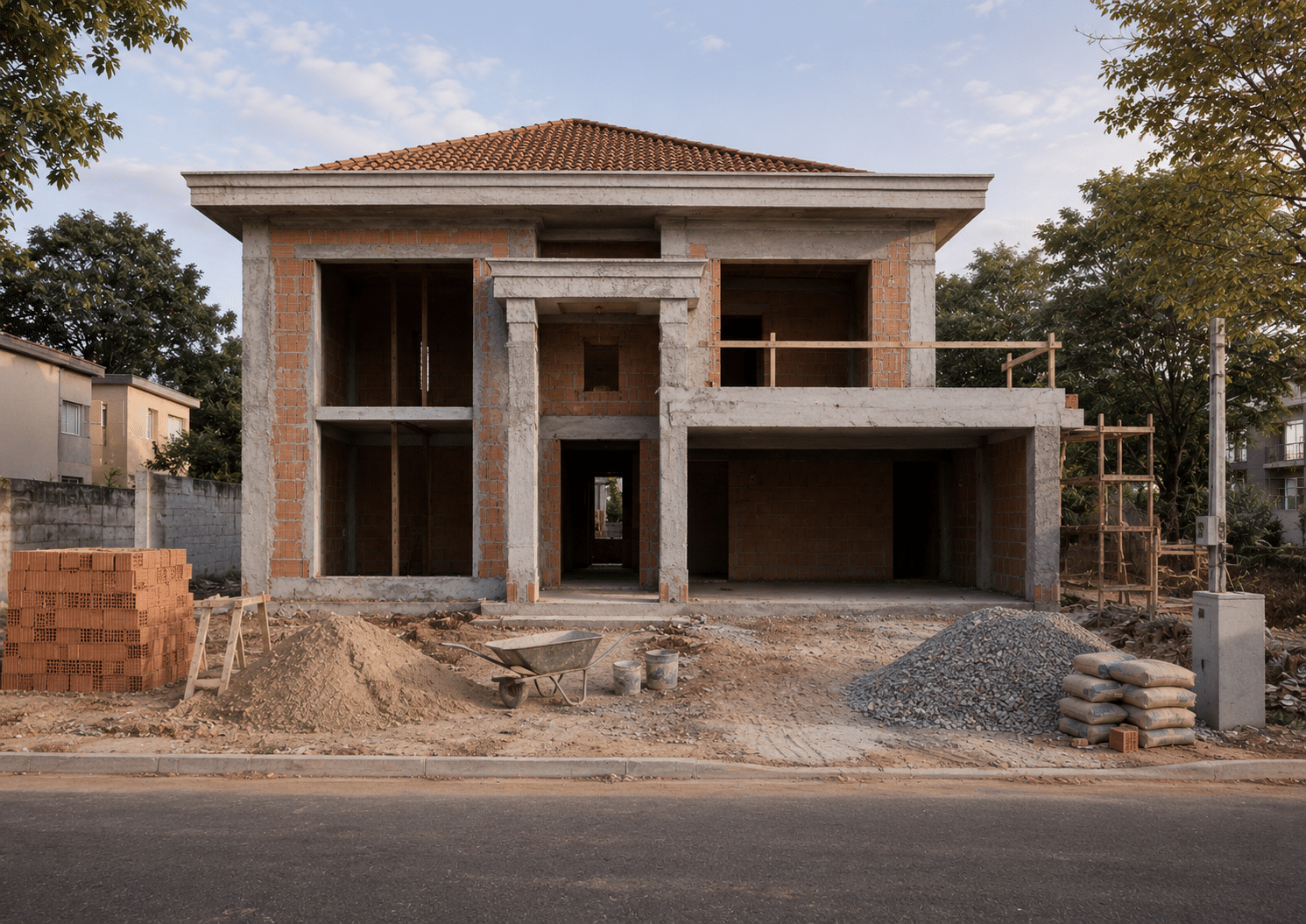 Gerenciamento de obra residencial em Piracicaba durante a fase de construção