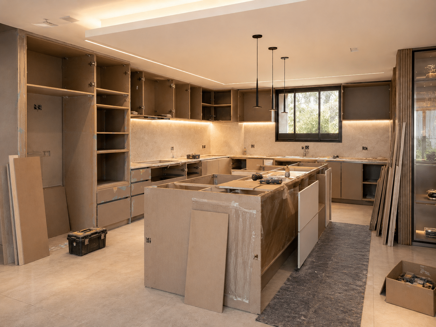 Execução de marcenaria planejada para cozinha em projeto de design de interiores em Piracicaba