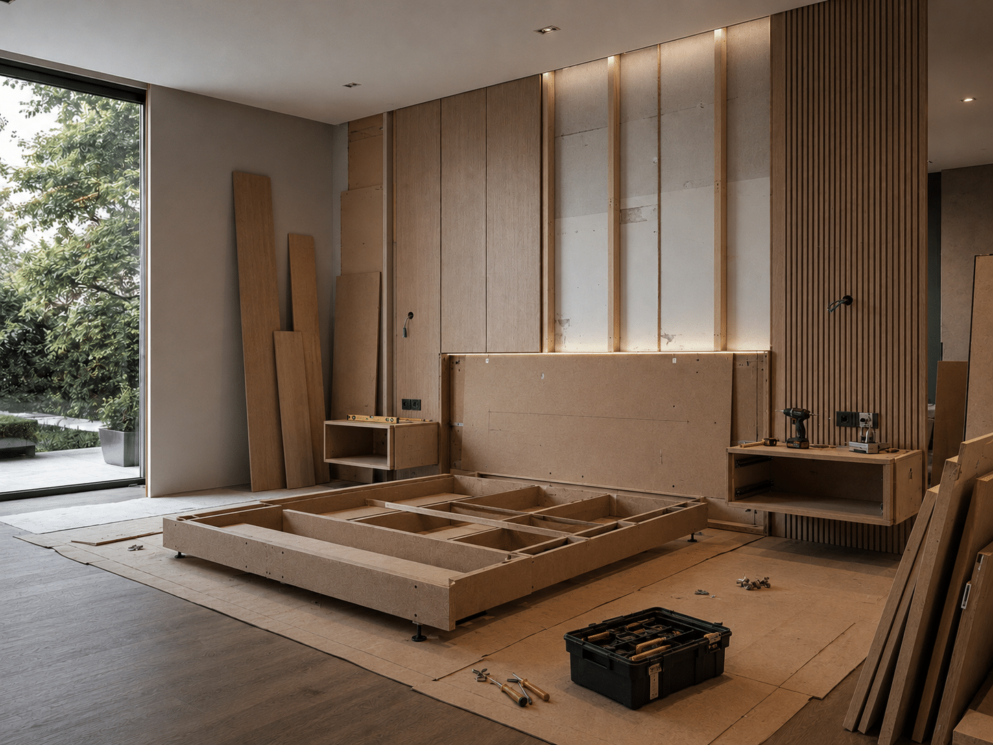 Execução de marcenaria em quarto em projeto de design de interiores em Piracicaba