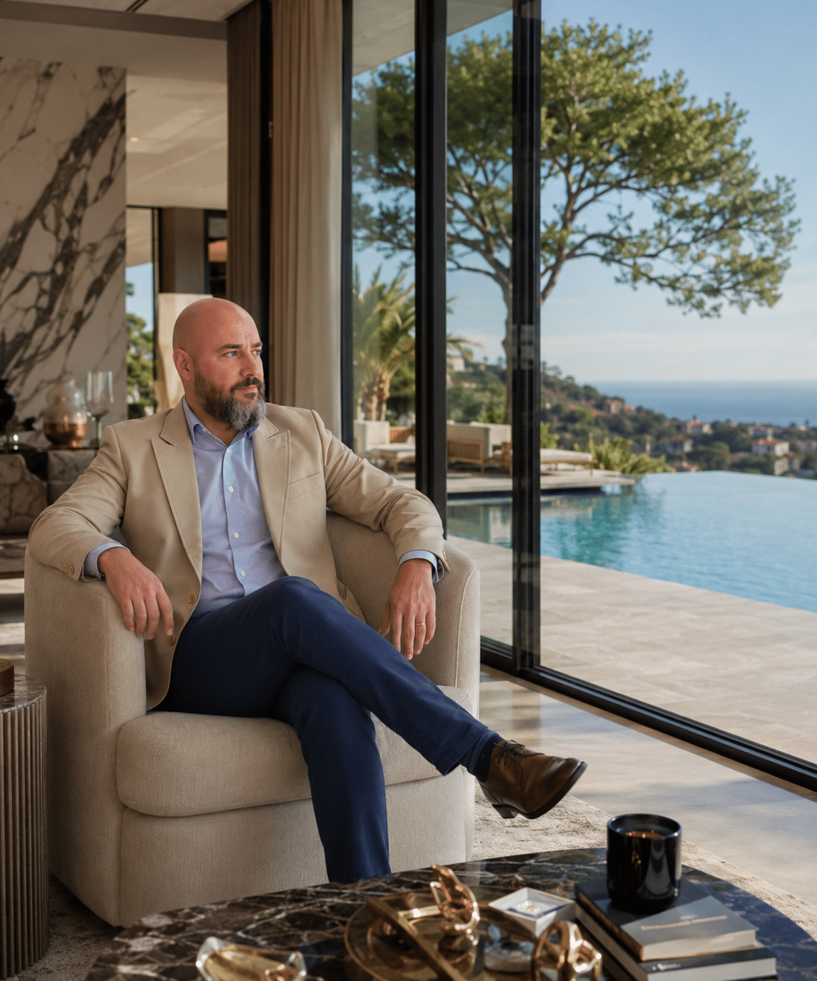 Arquiteto apreciando a vista de uma casa pronta em Piracicaba